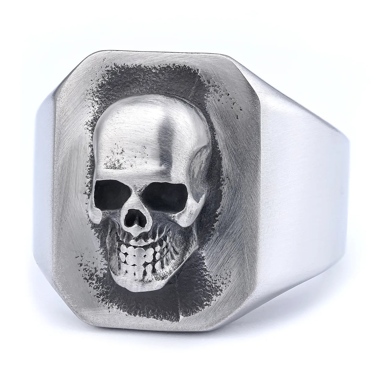 Hip-Hop Streetwear Skull 304 Stainless Steel Carving Men'S Rings