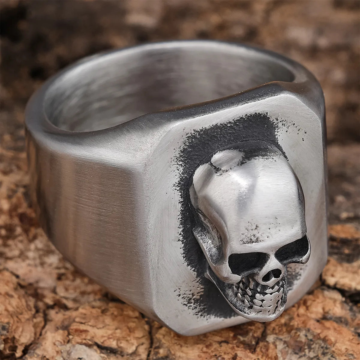 Hip-Hop Streetwear Skull 304 Stainless Steel Carving Men'S Rings