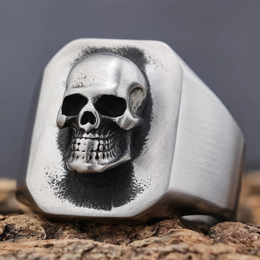 Hip-Hop Streetwear Skull 304 Stainless Steel Carving Men'S Rings