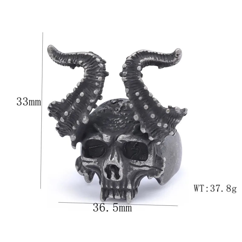 Hip-Hop Streetwear Skull 304 Stainless Steel Carving Men'S Rings