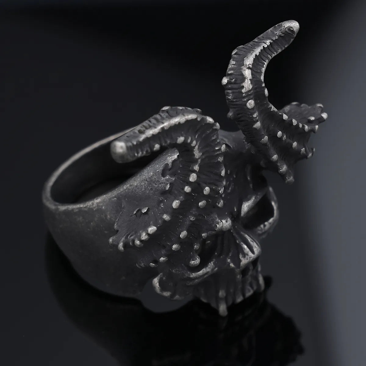 Hip-Hop Streetwear Skull 304 Stainless Steel Carving Men'S Rings