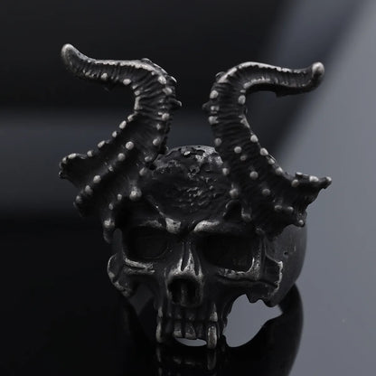 Hip-Hop Streetwear Skull 304 Stainless Steel Carving Men'S Rings