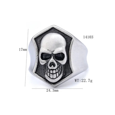 Hip-Hop Streetwear Skull 304 Stainless Steel Carving Men'S Rings