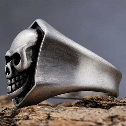 Hip-Hop Streetwear Skull 304 Stainless Steel Carving Men'S Rings