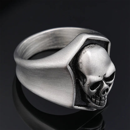 Hip-Hop Streetwear Skull 304 Stainless Steel Carving Men'S Rings