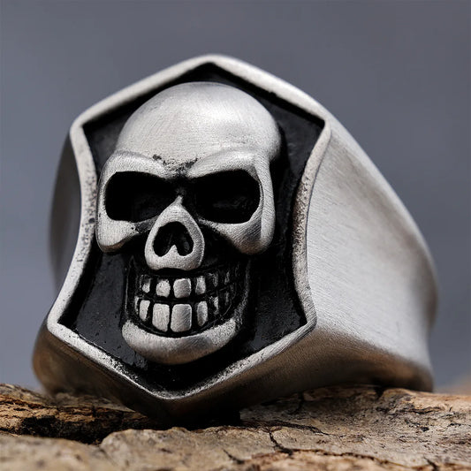 Hip-Hop Streetwear Skull 304 Stainless Steel Carving Men'S Rings