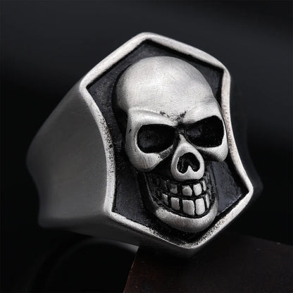 Hip-Hop Streetwear Skull 304 Stainless Steel Carving Men'S Rings