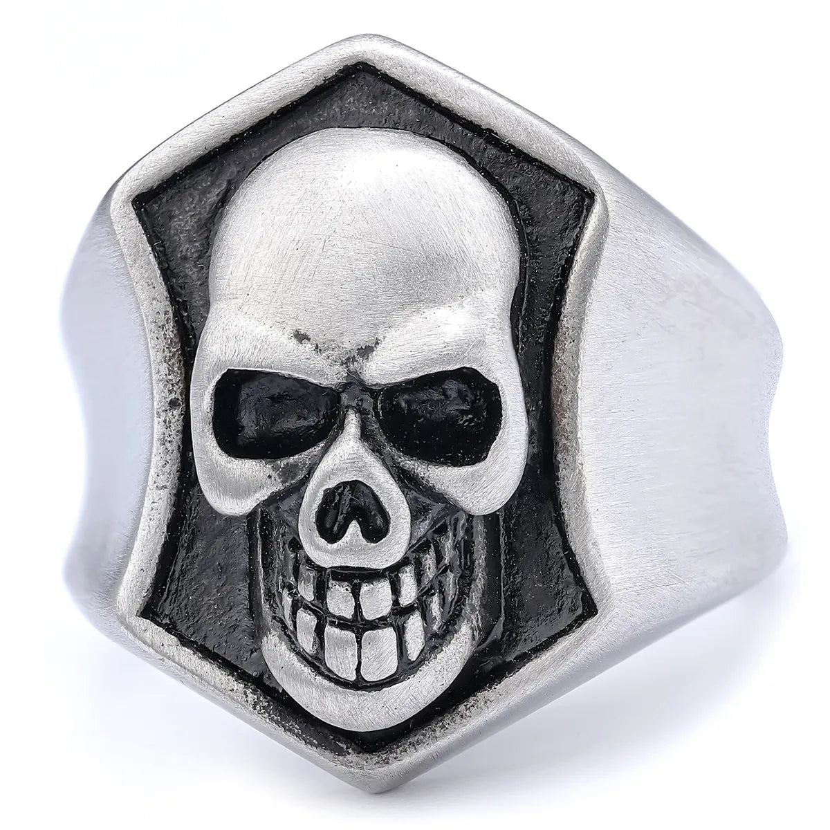 Hip-Hop Streetwear Skull 304 Stainless Steel Carving Men'S Rings