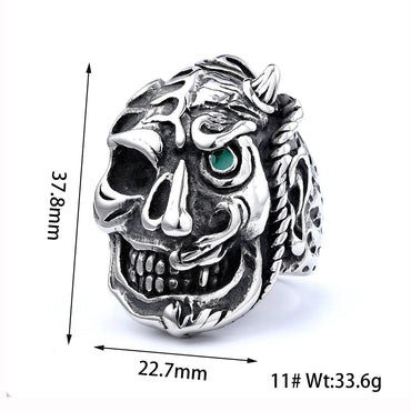 Hip-Hop Streetwear Skull 304 Stainless Steel Men'S Rings