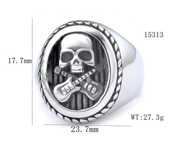 Hip-Hop Streetwear Skull 304 Stainless Steel Titanium Steel Men'S Rings