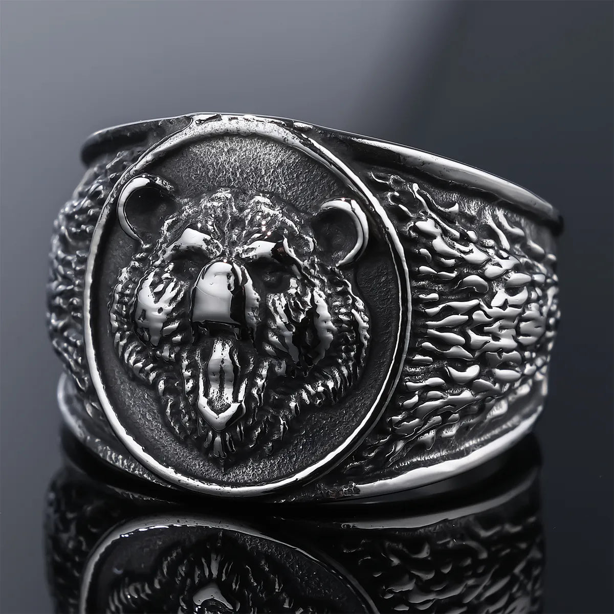 Hip-Hop Streetwear Solid Color 304 Stainless Steel Carving Men'S Rings