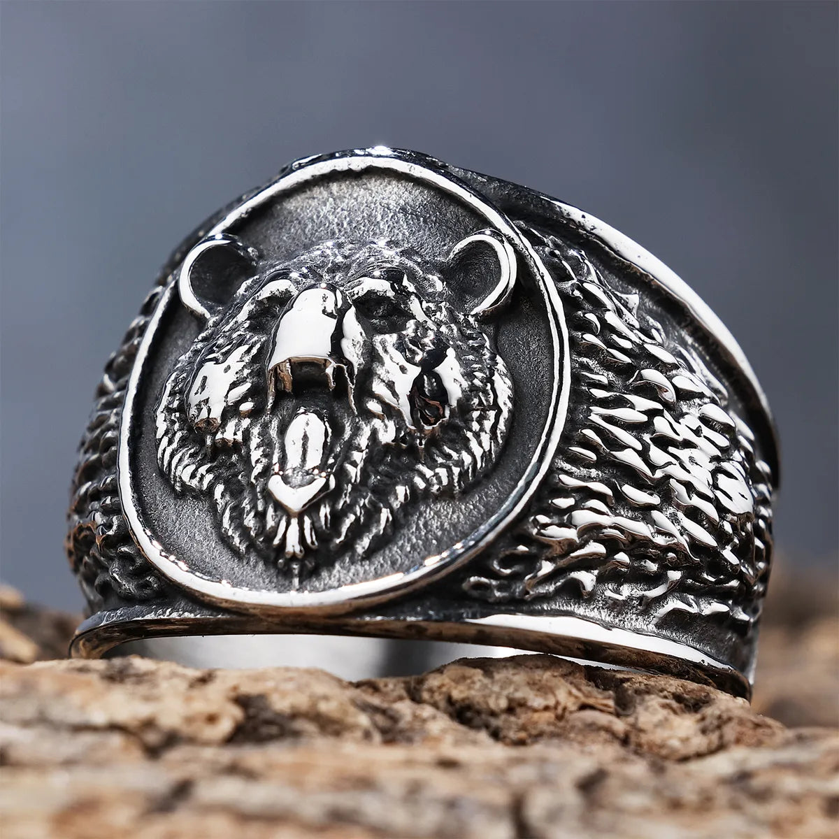 Hip-Hop Streetwear Solid Color 304 Stainless Steel Carving Men'S Rings