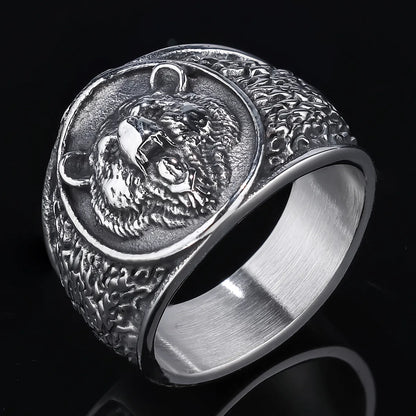 Hip-Hop Streetwear Solid Color 304 Stainless Steel Carving Men'S Rings