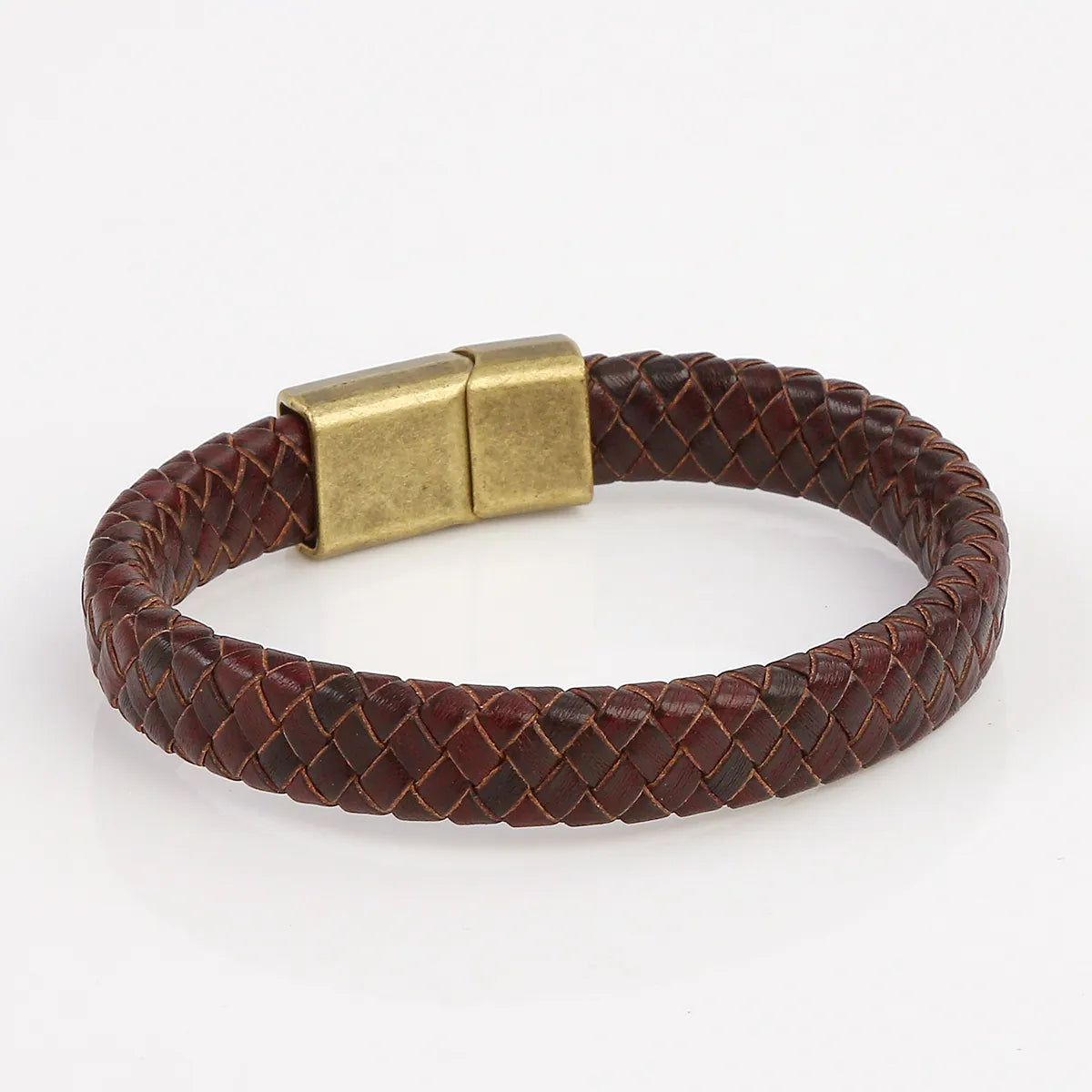 Hip-Hop Streetwear Solid Color Alloy Leather Handmade Braid Men'S Bangle