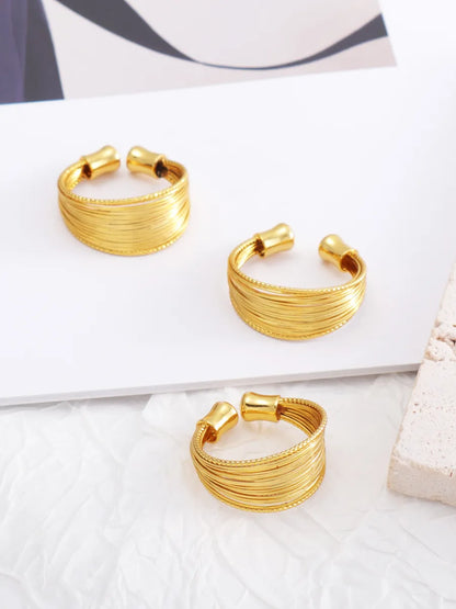 Hip-hop Streetwear Solid Color Copper Shiny Metallic 18k Gold Plated Open Rings