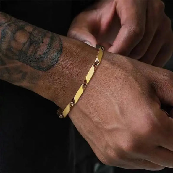 Hip-Hop Streetwear Solid Color Titanium Steel 18K Gold Plated Unisex Bracelets