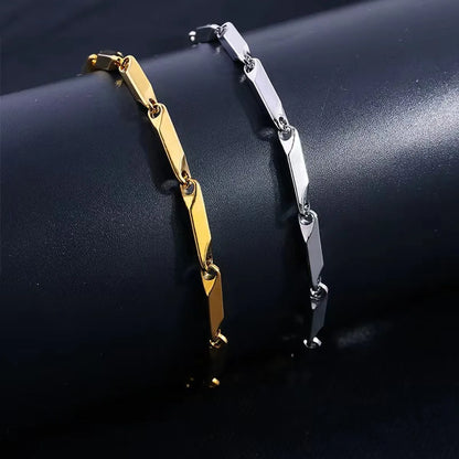 Hip-Hop Streetwear Solid Color Titanium Steel 18K Gold Plated Unisex Bracelets