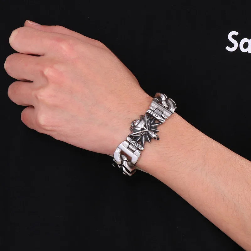 Hip-Hop Streetwear Wolf Titanium Steel Men'S Bracelets