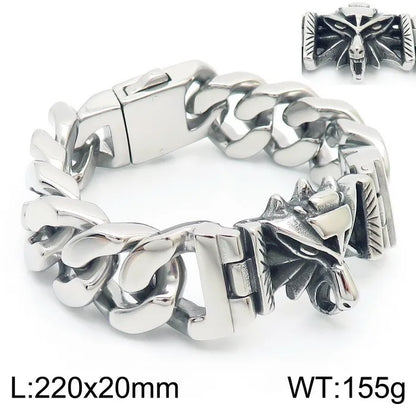 Hip-Hop Streetwear Wolf Titanium Steel Men'S Bracelets