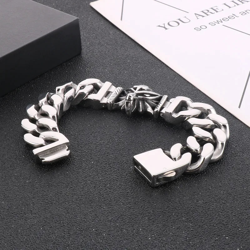 Hip-Hop Streetwear Wolf Titanium Steel Men'S Bracelets