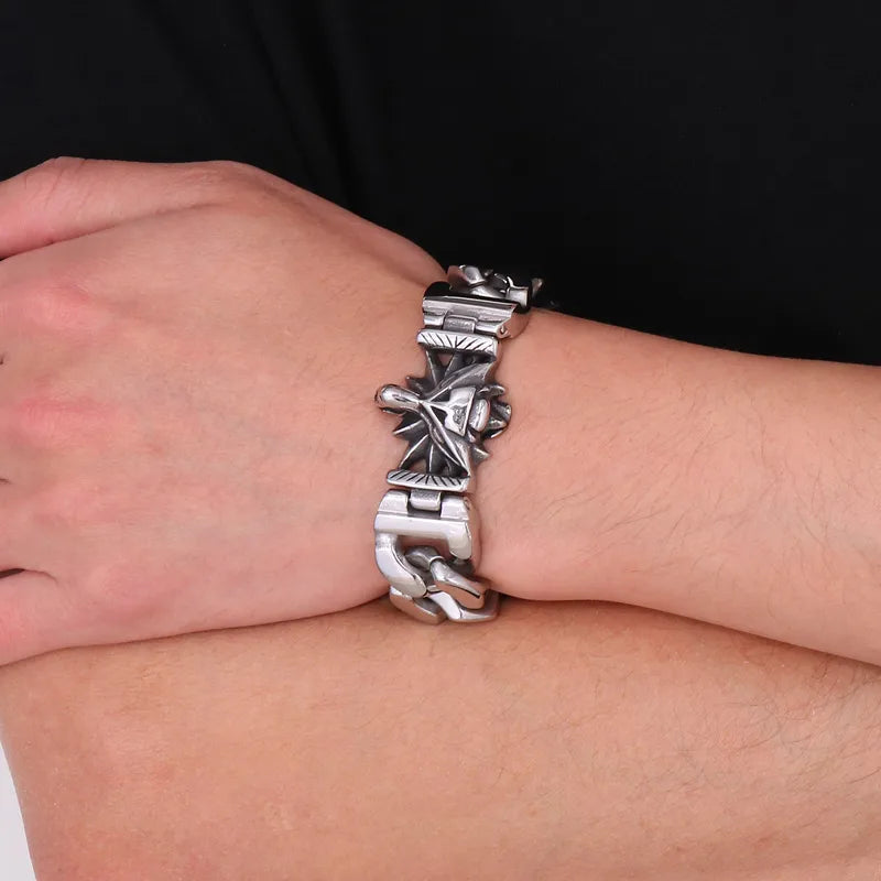 Hip-Hop Streetwear Wolf Titanium Steel Men'S Bracelets