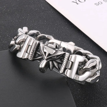 Hip-Hop Streetwear Wolf Titanium Steel Men'S Bracelets