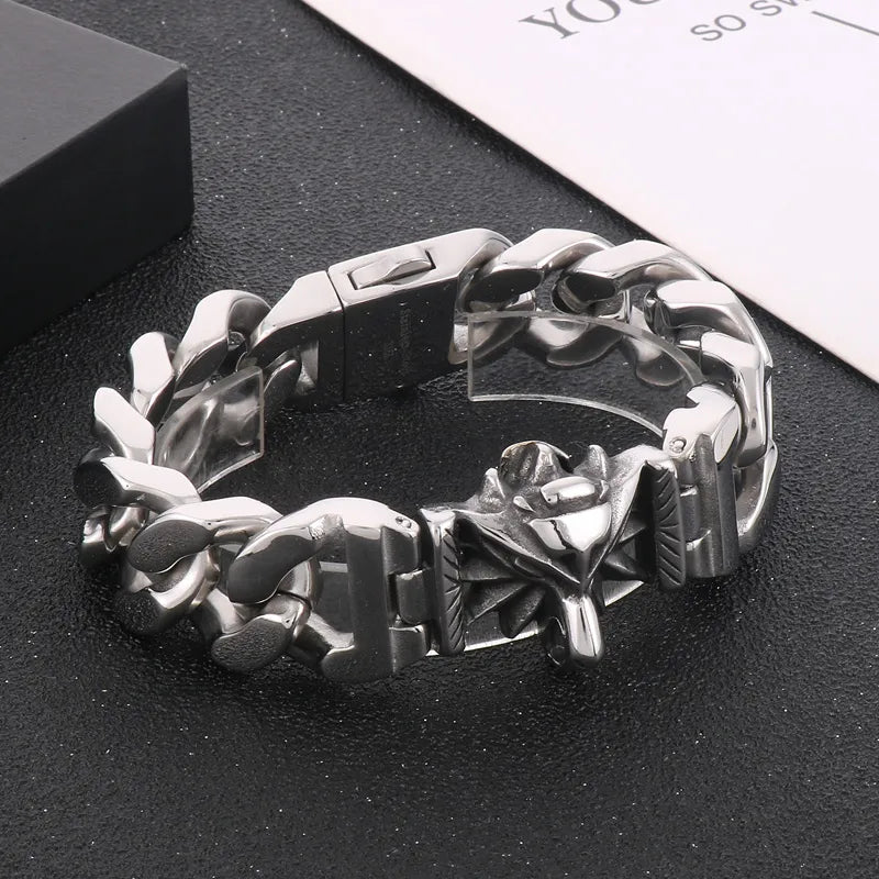 Hip-Hop Streetwear Wolf Titanium Steel Men'S Bracelets