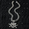 Hip Hop Style Double Gun Baby Pendant Necklace Zinc Alloy Electroplating Cuban Chain For Men