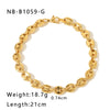 Hip Hop Style Stainless Steel Pig Nose Bracelet For Women With 18K Electroplating