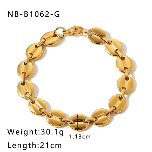 Hip Hop Style Stainless Steel Pig Nose Bracelet For Women With 18K Electroplating