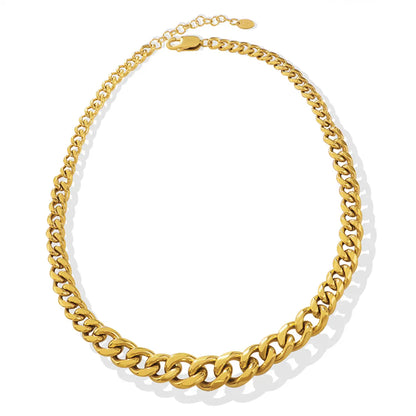 Hip-hop Trendy Exaggerated Titanium Steel Cuban Chain 18k Real Gold Plated Necklace