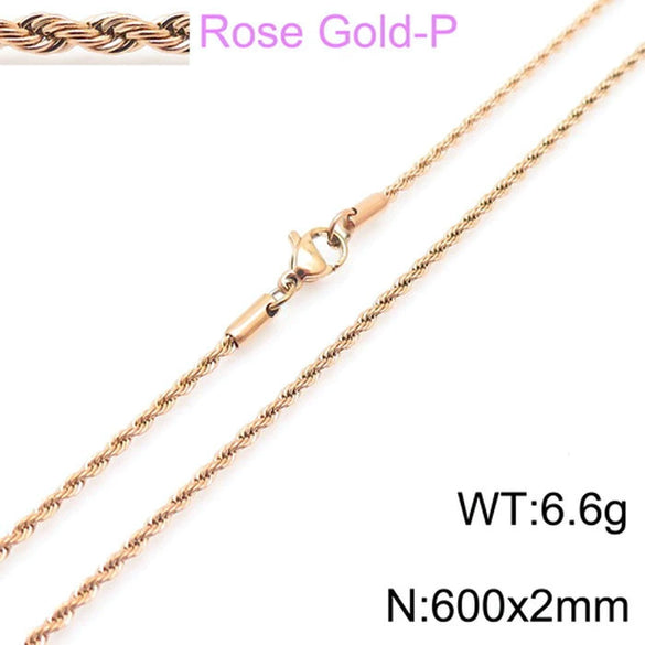Hip Hop Twist Rope Chain Accessories Titanium Steel Geometric Electroplated Unisex