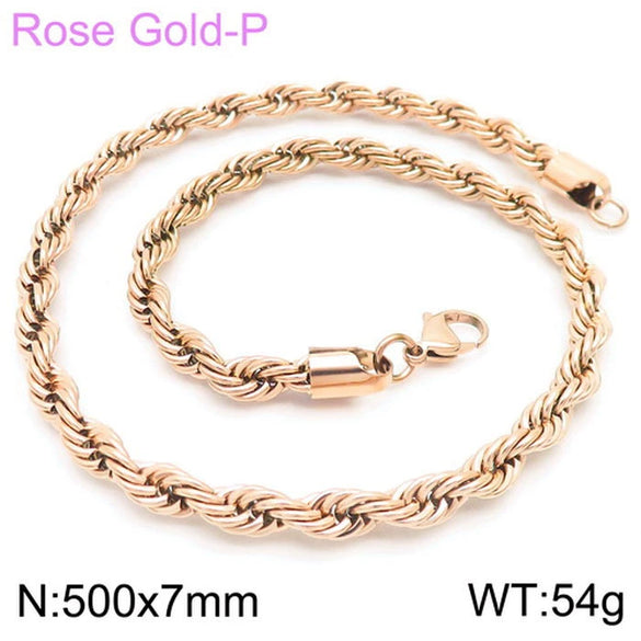 Hip Hop Twist Rope Chain Accessories Titanium Steel Geometric Electroplated Unisex