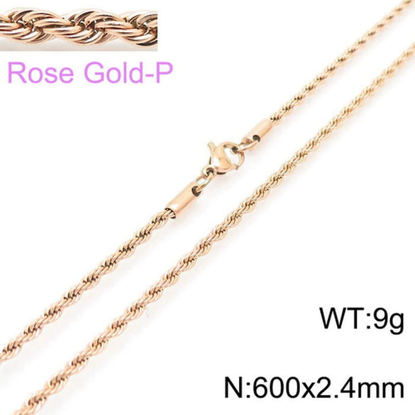 Hip Hop Twist Rope Chain Accessories Titanium Steel Geometric Electroplated Unisex
