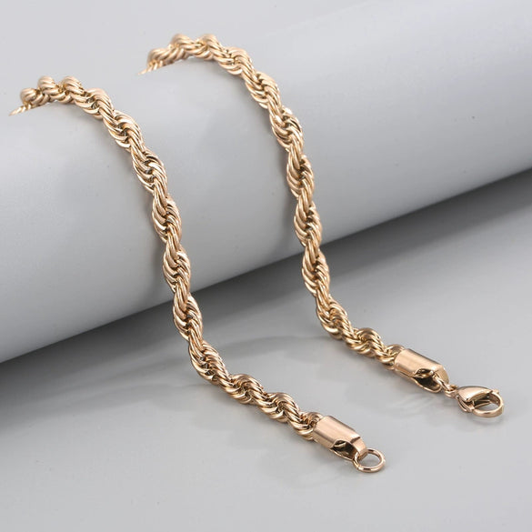 Hip Hop Twist Rope Chain Accessories Titanium Steel Geometric Electroplated Unisex
