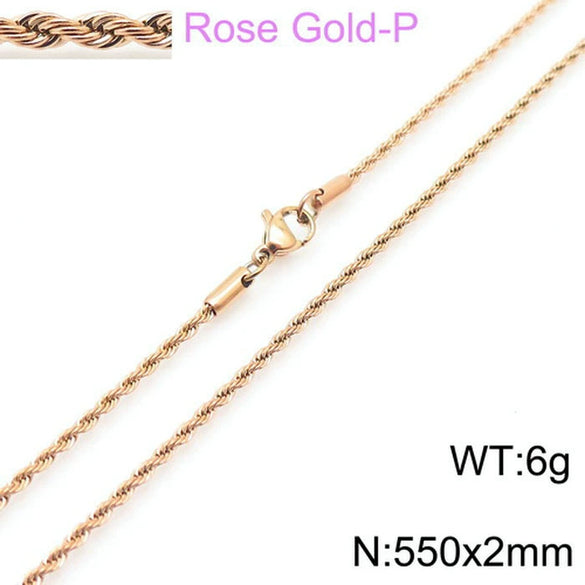 Hip Hop Twist Rope Chain Accessories Titanium Steel Geometric Electroplated Unisex