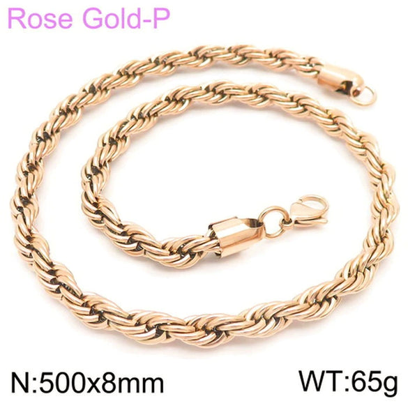 Hip Hop Twist Rope Chain Accessories Titanium Steel Geometric Electroplated Unisex