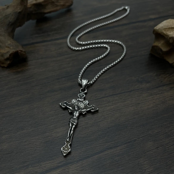 Hip-Hop Vintage Style Cross 304 Stainless Steel Men'S Pendant Necklace