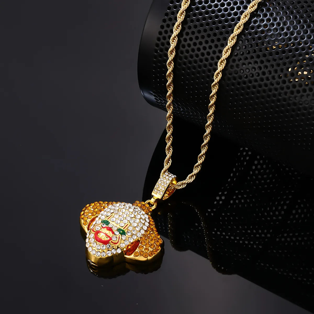 Hip-Hop Vintage Style Rock Clown Stainless Steel Alloy Plating Inlay Zircon Gold Plated Silver Plated Men'S Pendant Necklace