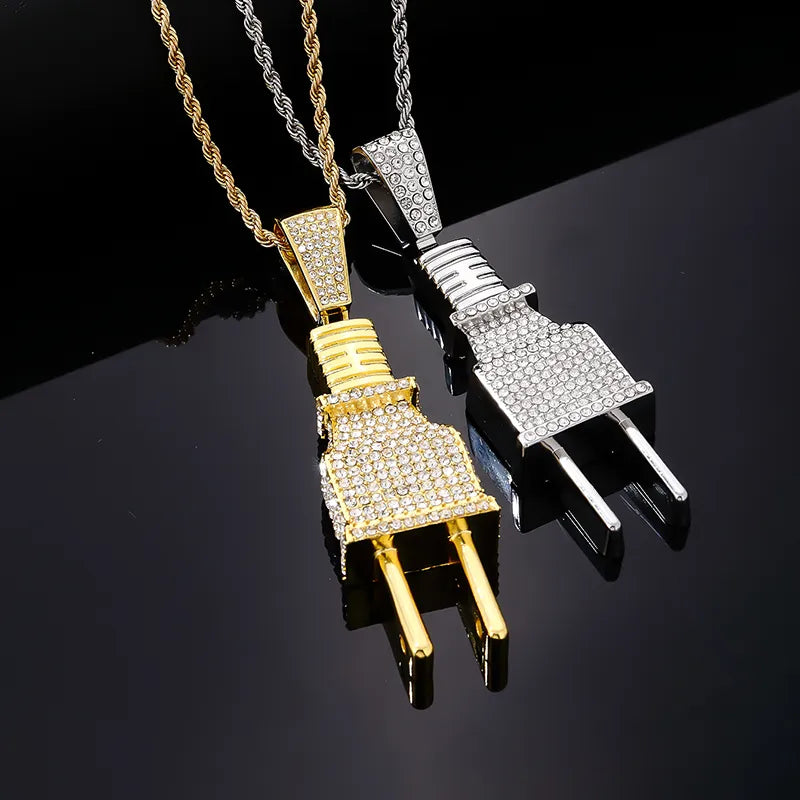 Hip-Hop Vintage Style Rock Geometric Stainless Steel Alloy Plating Inlay Zircon Gold Plated Silver Plated Men'S Pendant Necklace