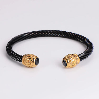 Hip-Hop Vintage Style Round 304 Stainless Steel Unisex Cuff Bracelets