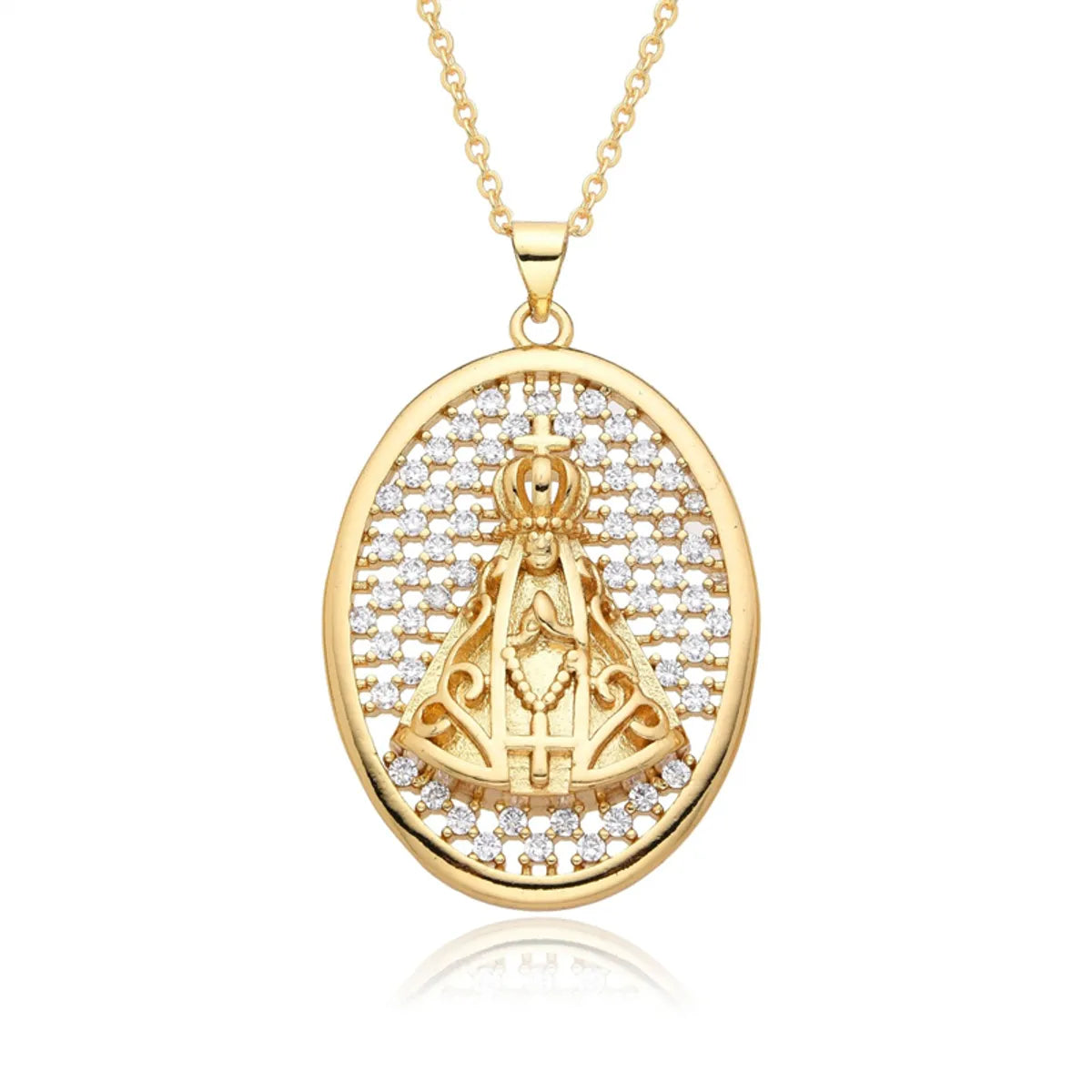 Hip-Hop Vintage Style Simple Style Geometric 304 Stainless Steel Copper Plating Inlay Zircon K Gold Plated Unisex Pendant Necklace