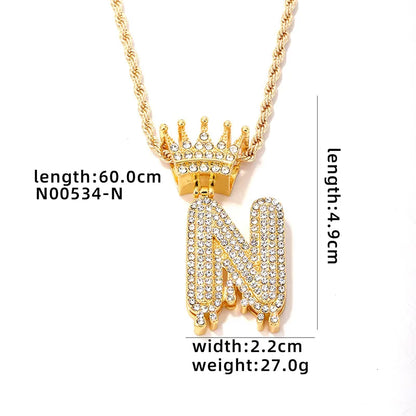 Hip-Hop Water Droplets Crown 304 Stainless Steel Zinc Alloy Inlay Rhinestone Men'S Pendant Necklace