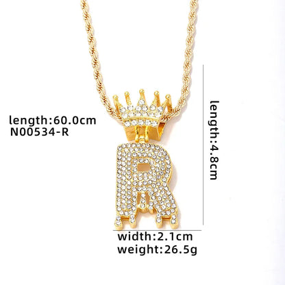 Hip-Hop Water Droplets Crown 304 Stainless Steel Zinc Alloy Inlay Rhinestone Men'S Pendant Necklace