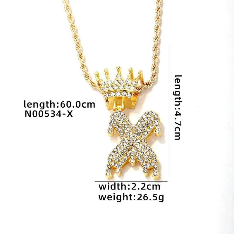 Hip-Hop Water Droplets Crown 304 Stainless Steel Zinc Alloy Inlay Rhinestone Men'S Pendant Necklace