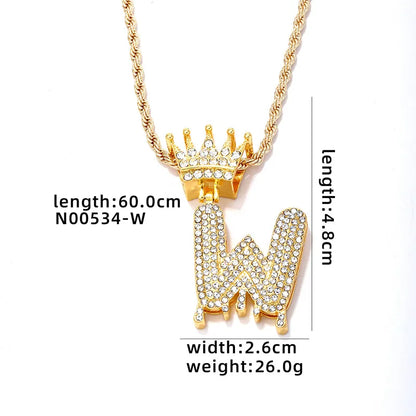 Hip-Hop Water Droplets Crown 304 Stainless Steel Zinc Alloy Inlay Rhinestone Men'S Pendant Necklace