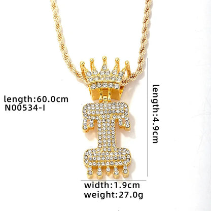 Hip-Hop Water Droplets Crown 304 Stainless Steel Zinc Alloy Inlay Rhinestone Men'S Pendant Necklace