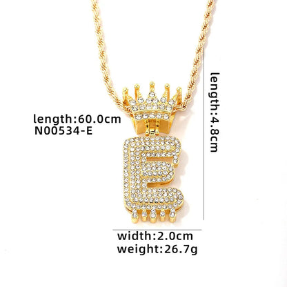 Hip-Hop Water Droplets Crown 304 Stainless Steel Zinc Alloy Inlay Rhinestone Men'S Pendant Necklace