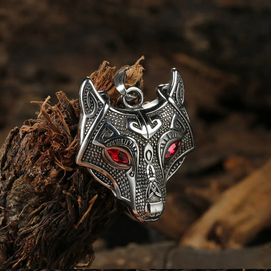 Hip-Hop Wolf Stainless Steel Rhinestones Men'S Pendant Necklace