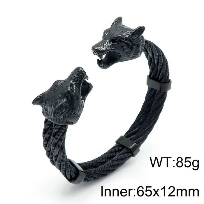 Hip-Hop Wolf Stainless Steel Plating Bangle 1 Piece